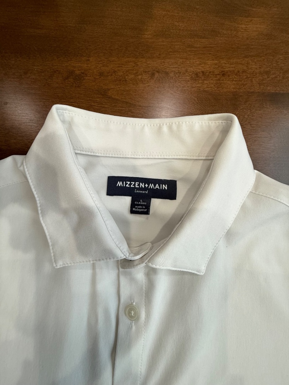 Mizzen+Main Leeward Performance Dress Shirt –White Mens L Classic Fit